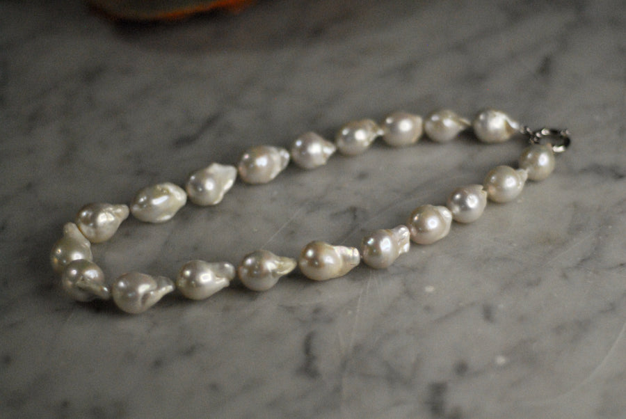 White Freshwater Baroque Pearl Necklace