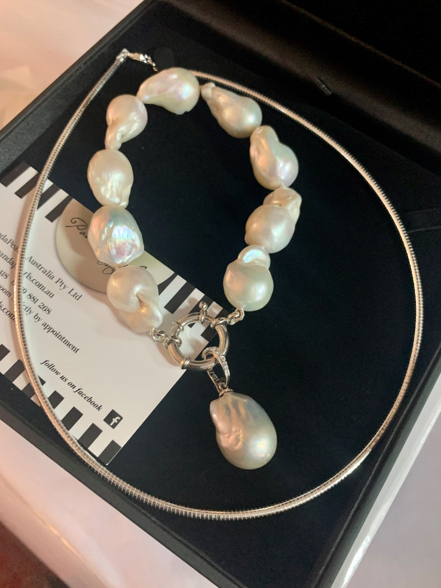 Baroque pearl bracelets 14-15mm size with enhancer
