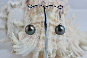 Tahitian pearl drop earrings on sterling silver