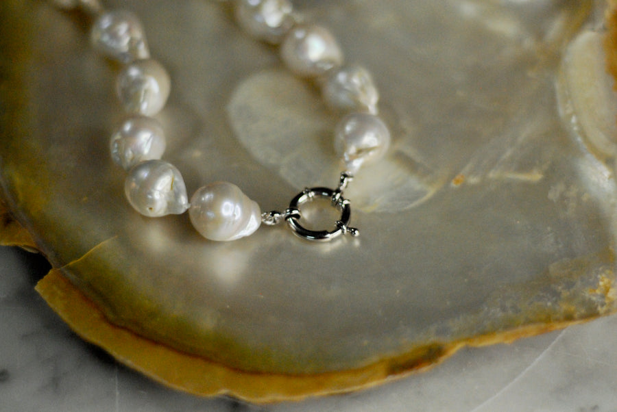 White Freshwater Baroque Pearl Necklace