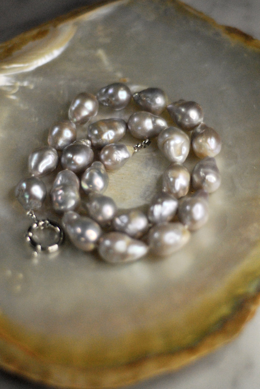 Silver Freshwater Baroque Pearl Necklace