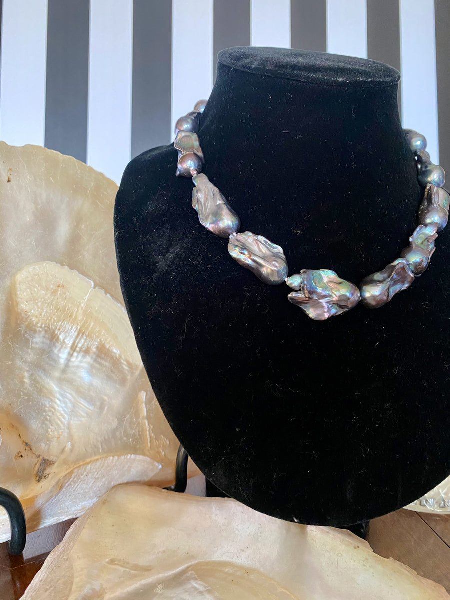 Peacock Black Freshwater Baroque Pearl Necklace