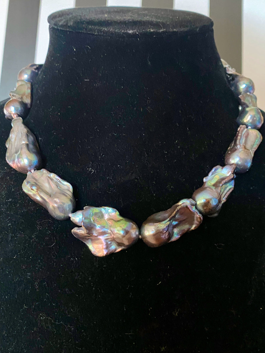 Peacock Black Freshwater Baroque Pearl Necklace
