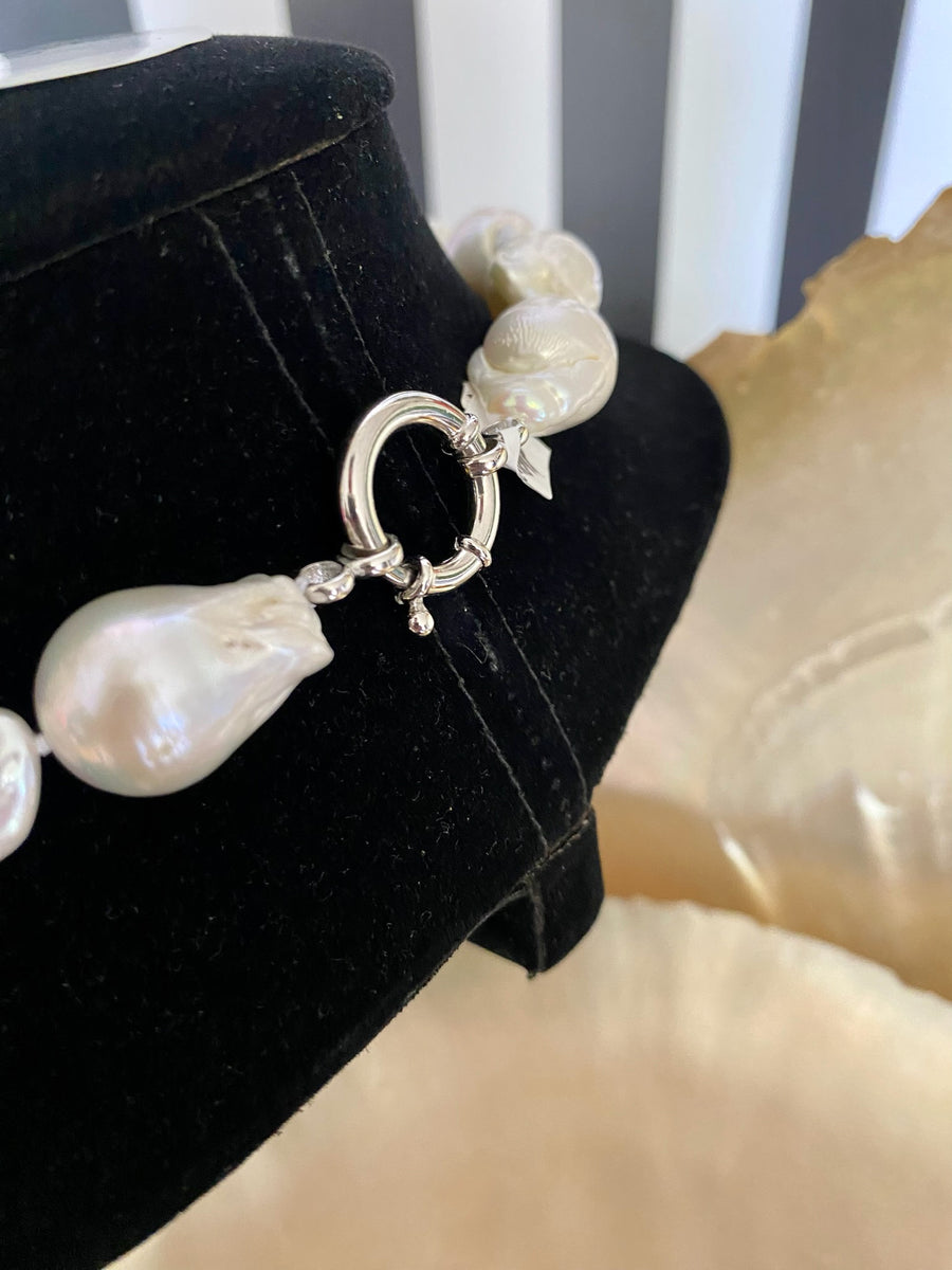 White Freshwater Baroque Pearl Necklace