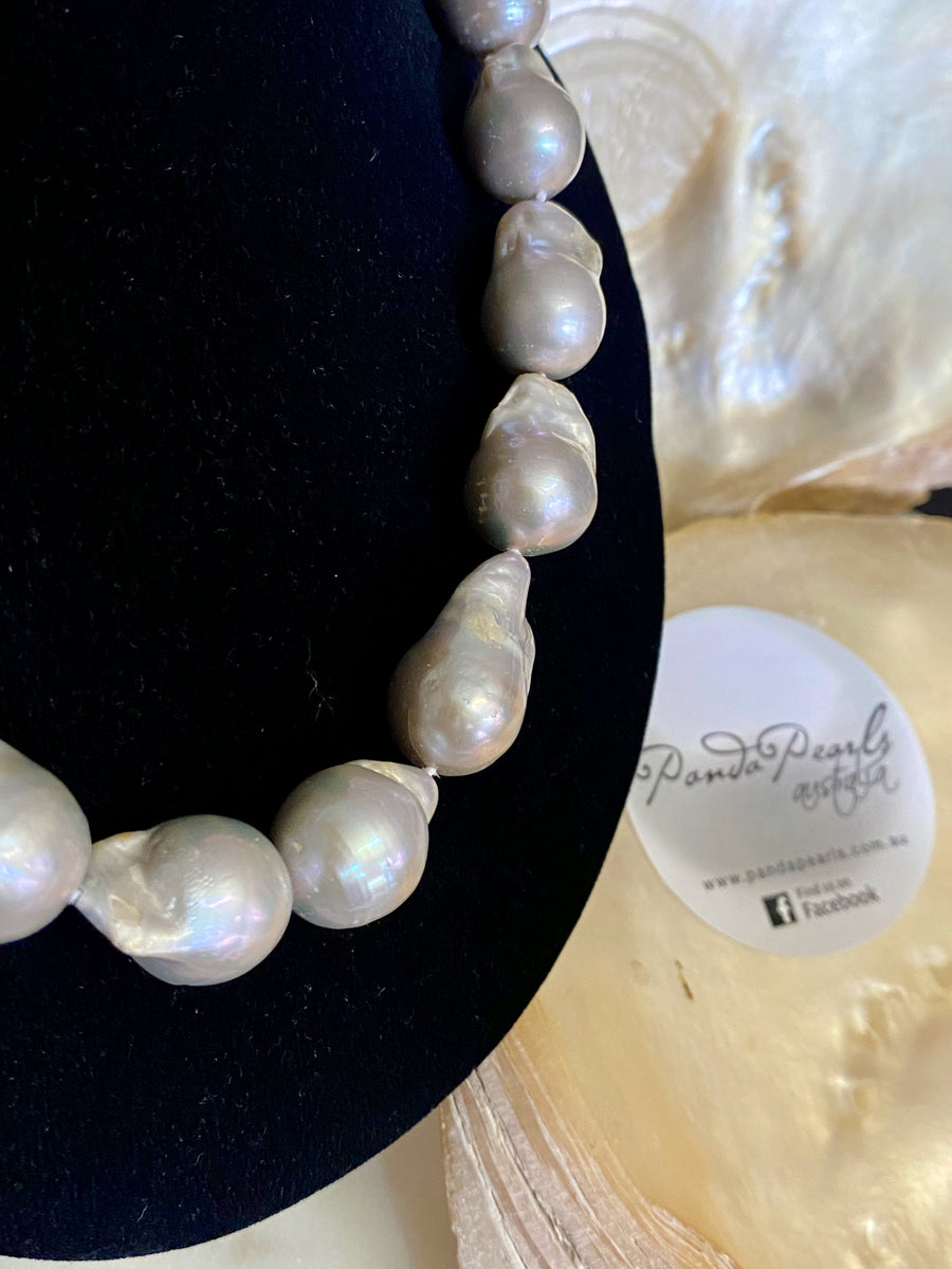 Silver Freshwater Baroque Pearl Necklace