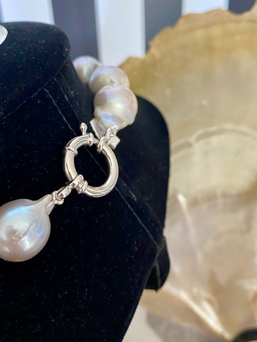 Silver Freshwater Baroque Pearl Necklace