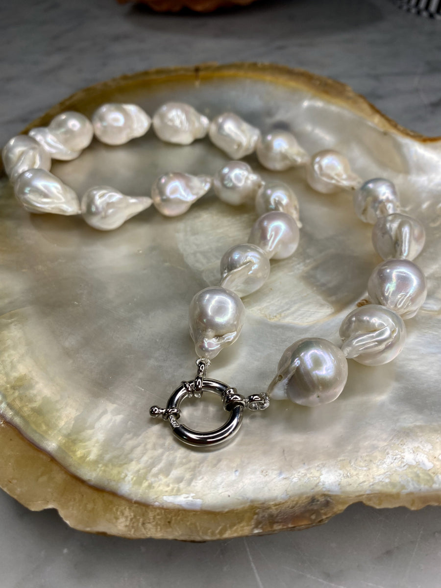 White Freshwater Baroque Pearl Necklace