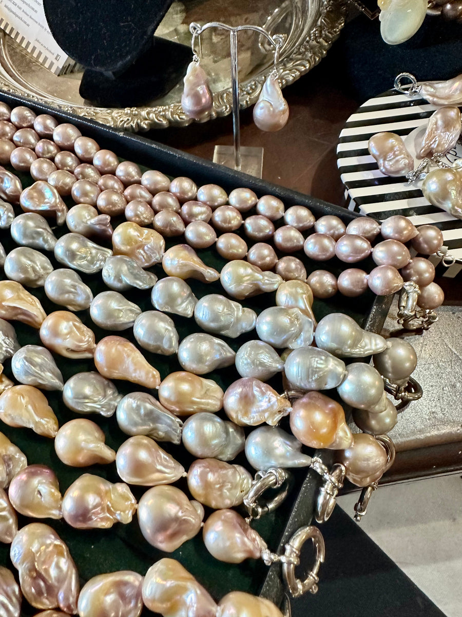 Baroque Pearl Strands in Rose Pink and Luminous Silver